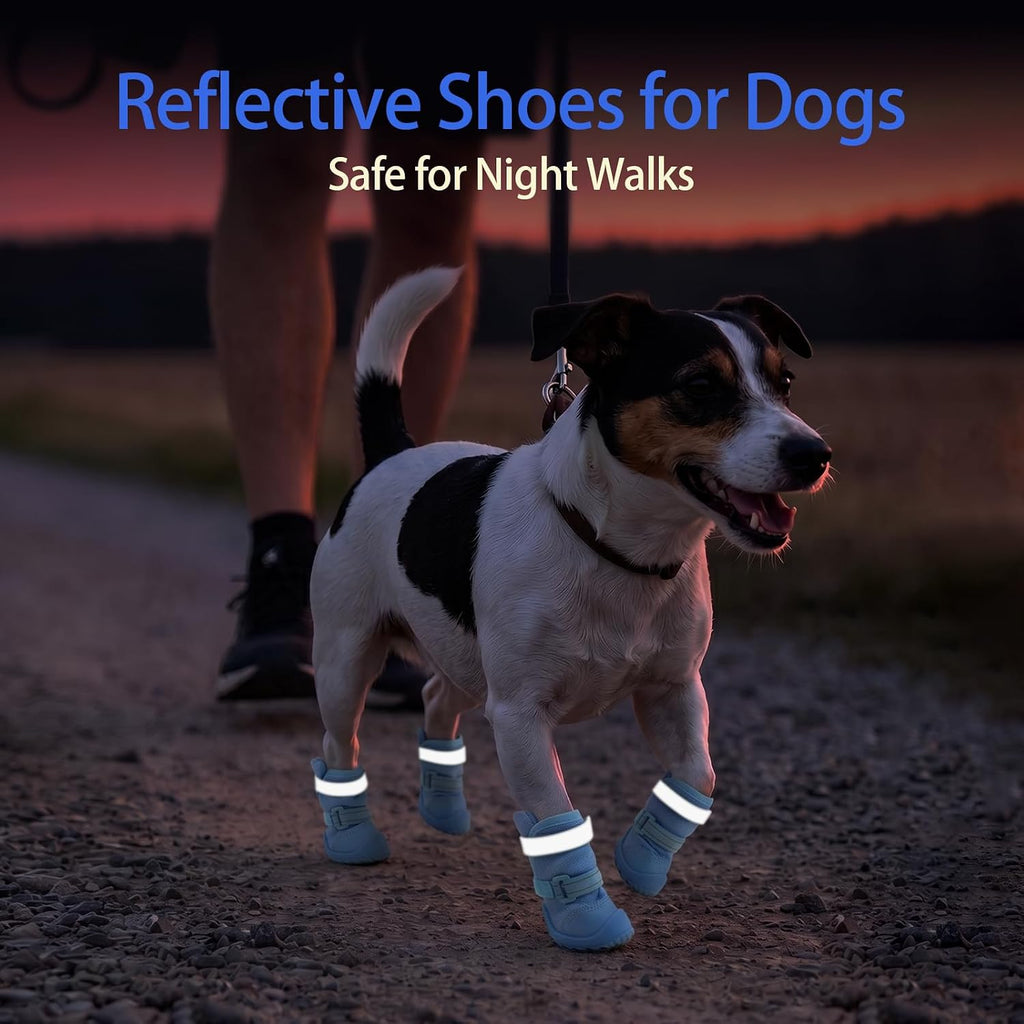 MIGOHI Reflective Dog Shoes for Small Dogs,Small Dog Boots & Paw Protectors for Summer Hot Pavement Hardfloors with Anti Slip Waterproof Rubber Grip Sole,Dog Booties for Indoor Outdoor Walking Running