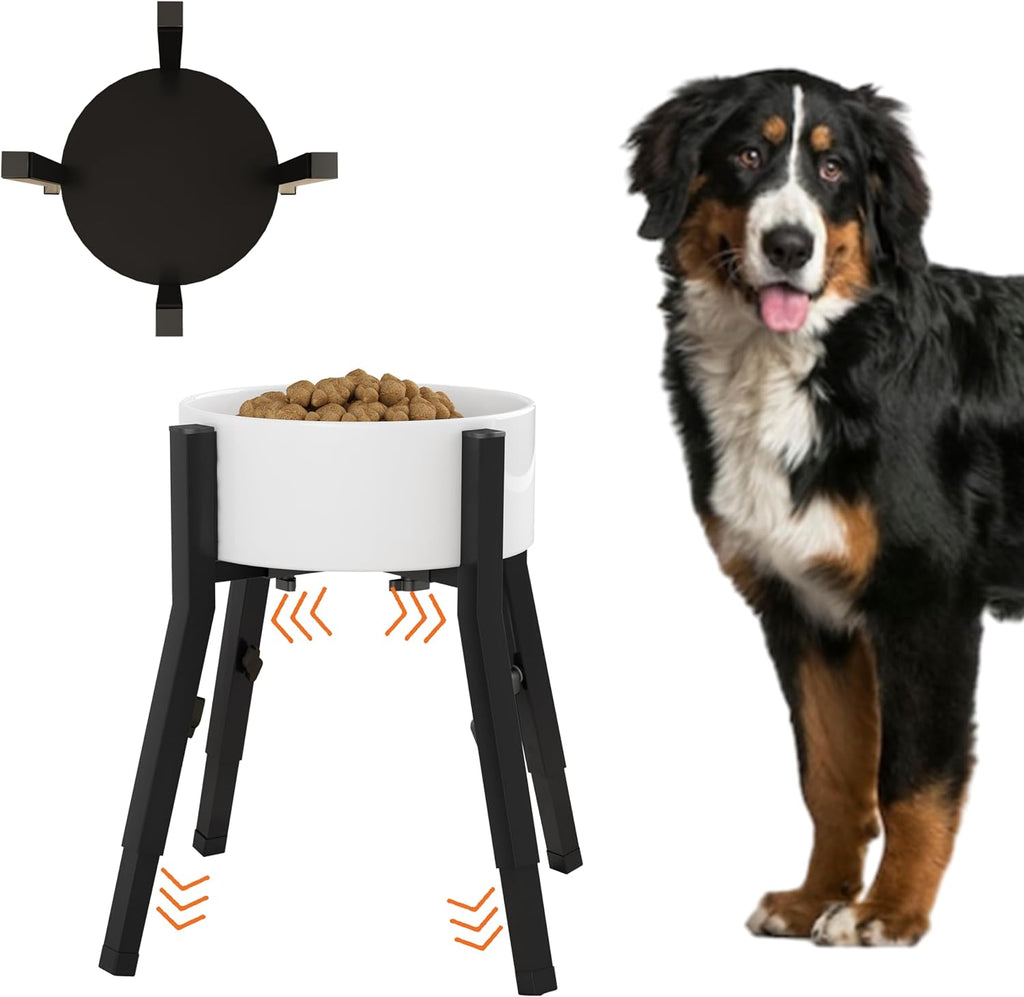 Piskyet Adjustable Raised Dog Bowl Stand for Large Dogs(Bowl not Included) | Adjustable Elevated Dog Bowl Fits 6-10" Bowls, Height Adjustable to 7.6-15" Tall,Single Food and Water Stand Feeder
