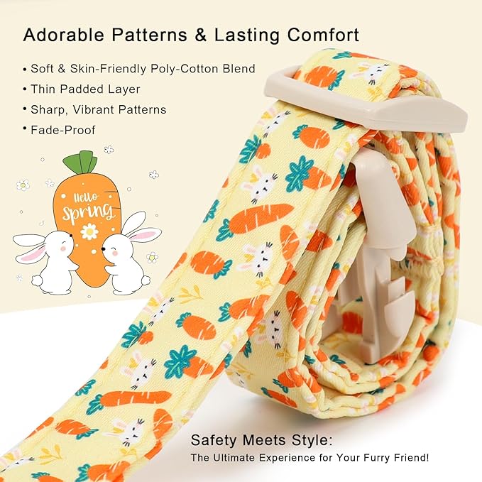 Easter Dog Collar for Puppy Small Dogs - Cute Carrot Bunny Easter Collars for Boy Girl Dogs, Lightweight Adjustable Yellow Cartoon Holiday Dog Collar XS