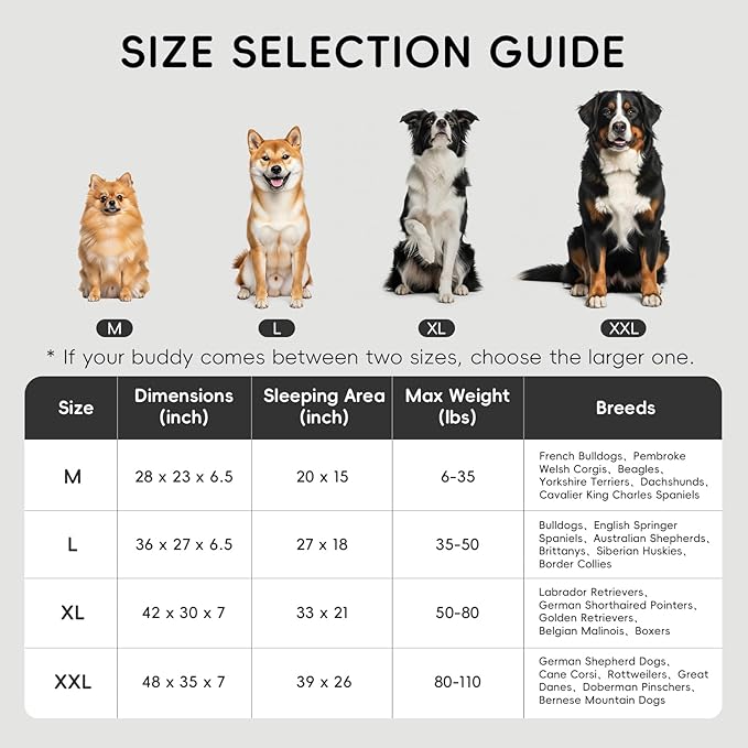 Homemate Dog Beds Large Sized Dog: 36x27 inch Orthopedic Large Dogs Bed XL Outdoor Pet Cat Bed Sofa Supplies with Toy Dogs Crate Pad Couch with Removable Washable Cover & Non-Slip Botton Dark Grey