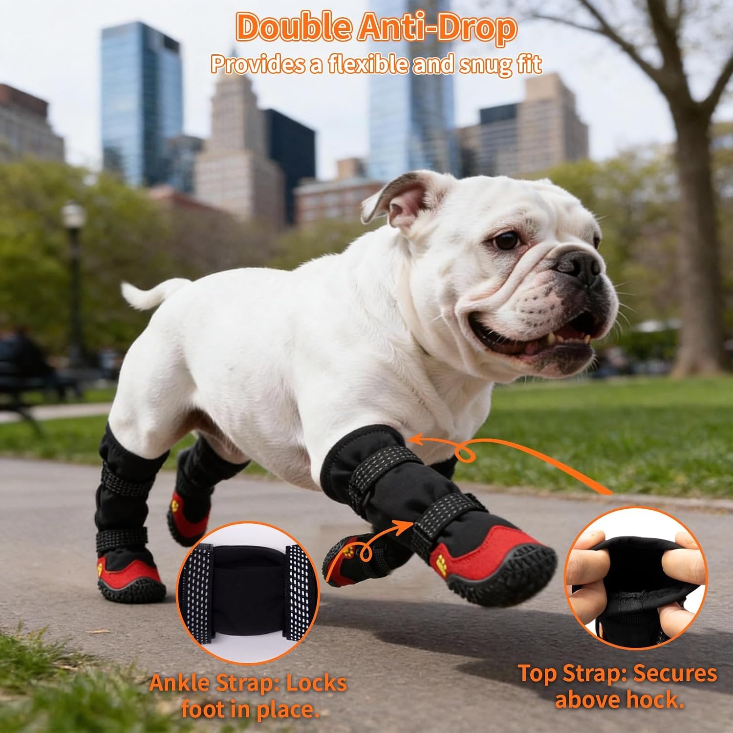 Dog Boots for Snow & Hiking, Waterproof High Top Protectors with Adjustable Reflective Straps, Anti-Slip Paw Protection Shoes for Mud and Hot Pavement-Ideal for Small to Large Dogs(Black, 7)