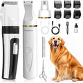HEAPETS Dog Hair Clippers for Grooming Kit and Dog Paw Trimmer Nail Grinder for Grooming, Low Noise Rechargeable Cordless, Shaver Grooming Supplies for Pet Cats Dogs, White