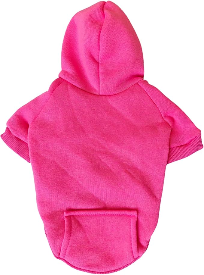 Jecikelon Winter Dog Hoodie Sweatshirts with Pockets Warm Dog Clothes for Small Dogs Chihuahua Coat Clothing Puppy Cat Custume (Rose red, XX-Small)