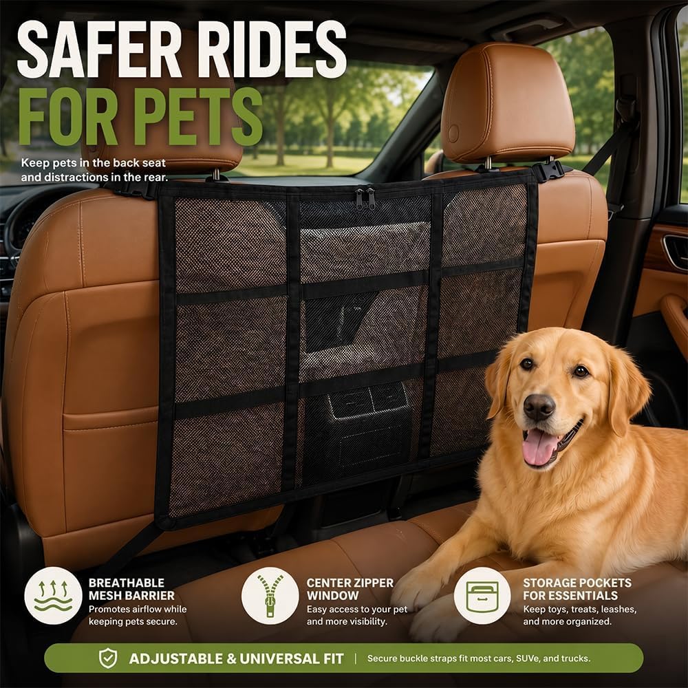 Car Pet Barrier for Nissan NV200 2013–2021 | High-strength wear-resistant mesh, transparent visibility design, secure hook attachment, reinforced edges, easy installation