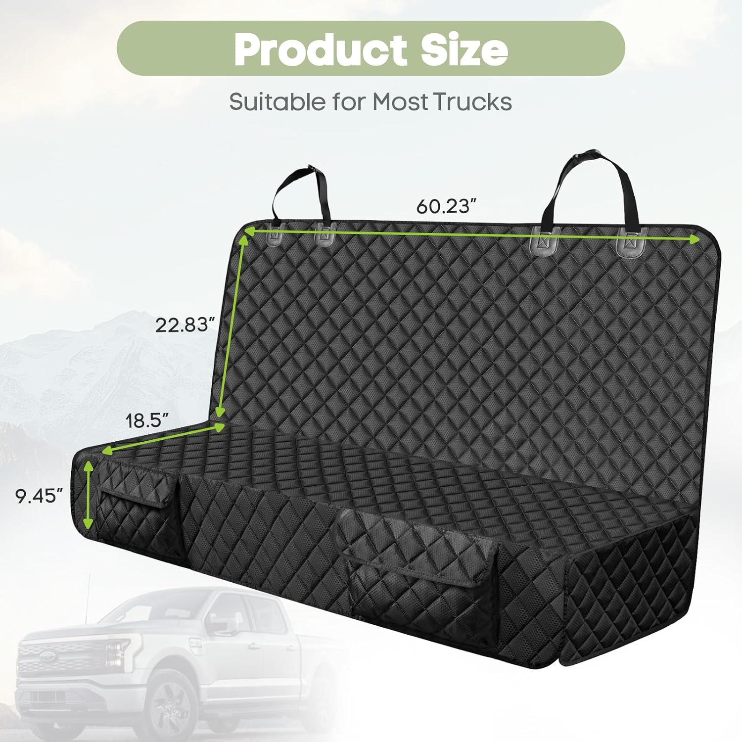Dog Car Seat Cover for Trucks Ford F150/Chevrolet Silverado 1500 | Ram 1500/GMC Sierra 1500, Waterproof Nonslip Heavy Duty Back Seat Cover for Dogs