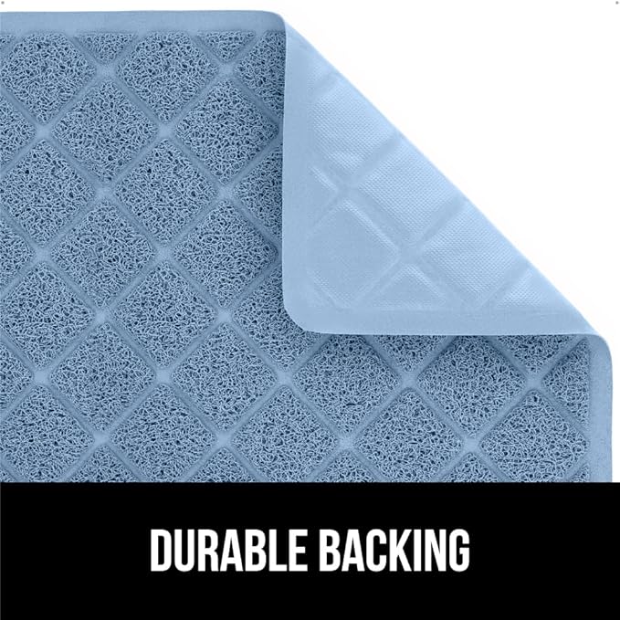 GORILLA GRIP Cat Litter Box Mat, Water Resistant, US Designed Kitty Litter Trapping Mats, Easy to Clean, Scatter Control, Less Mess and Clean Floors, Kitten Supplies for Indoor Cats, 24x17 Light Blue
