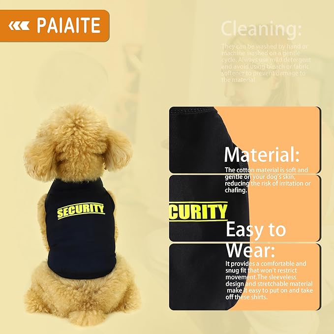 Discover Cozy Cotton Canine Wear: Soft, Lightweight, and Breathable Dog Shirt Vest with Eye-Catching Graphics(Security), Keeping Your Furry Friend Warm and Comfy! Black XXL