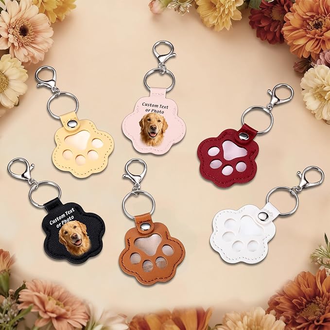 Eunigem Personalized Pet Memorial Gifts for Dogs Cats-Custom Dog Hair Keychain Paw Keychains for Dog Fur-Shaped Leather Keychain,Remembrance Accessory Pet Hair Keepsake for Bag or Key (Color-12)