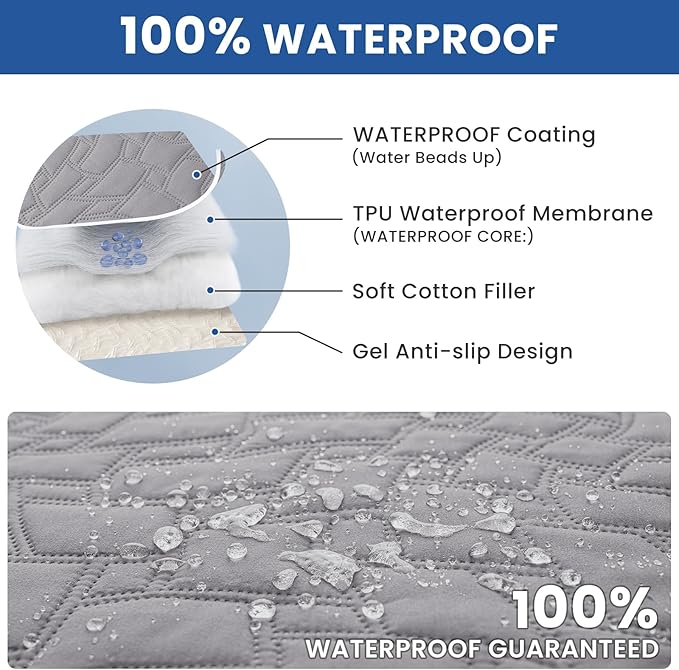 Waterproof Dog Bed Cover Pet Blanket, Soft Couch Cover for Dogs Washable, Non-Slip Dog Blanket Protect Furniture Couch Sofa Car for Puppy Large Dogs Cat (82x102 Inch, Light Grey)