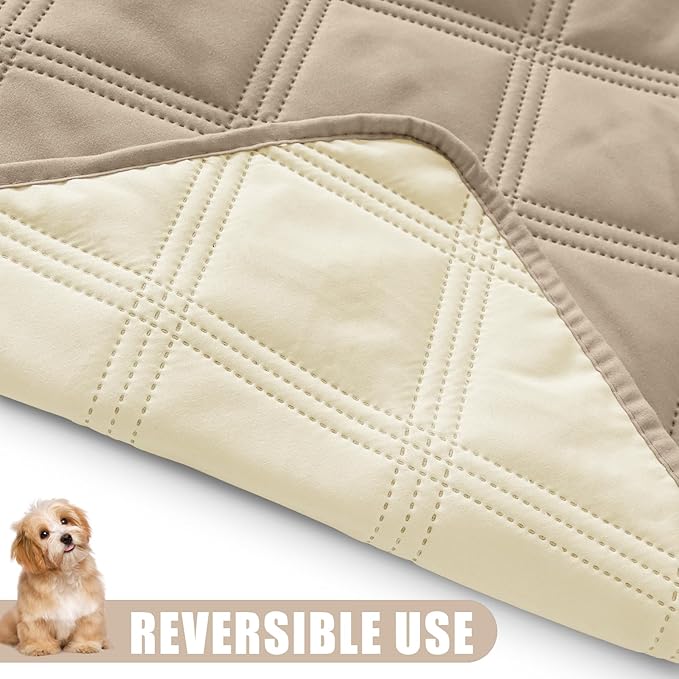 Smiry Waterproof Dog Bed Cover Blanket 30x53, Soft Reversible Pet Blanket, Washable Leakproof Cats Dogs Couch Cover for Sofa, Couch, Furniture, Taupe/Beige