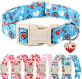 Valentines Dog Collar, Blue Heart Dog Collar, Cute Loving Heart Printed Collar with Quick Release Plastic Buckle for Boys&Girls Dogs, Small