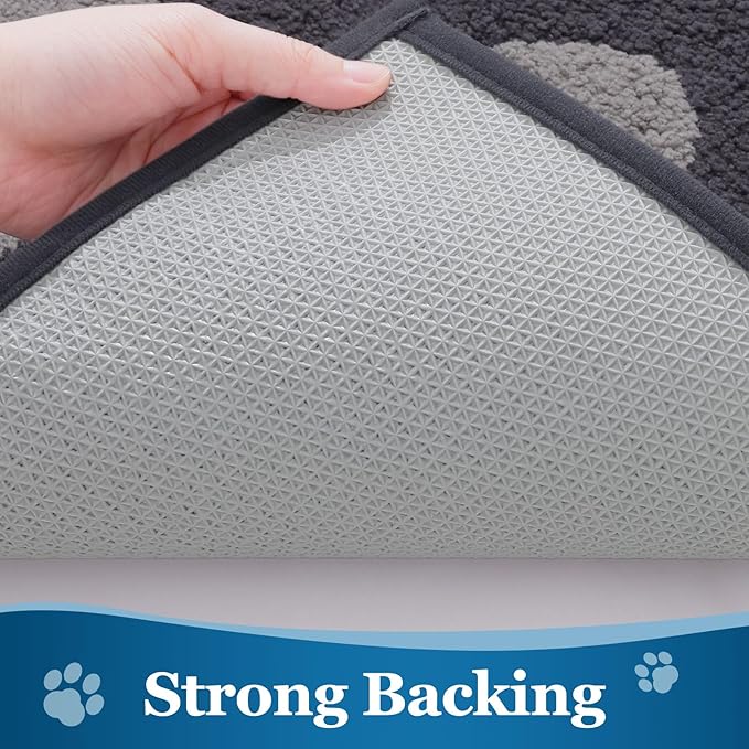 Buganda Dog Door Mat for Muddy Paws, Absorbent Dirt Trapper Washable Indoor Doormats, Non Slip Low-Profile Mud Mat for Dogs, Front Entrance Doormat for Inside Floor (59x20 Inches, Dark Grey)