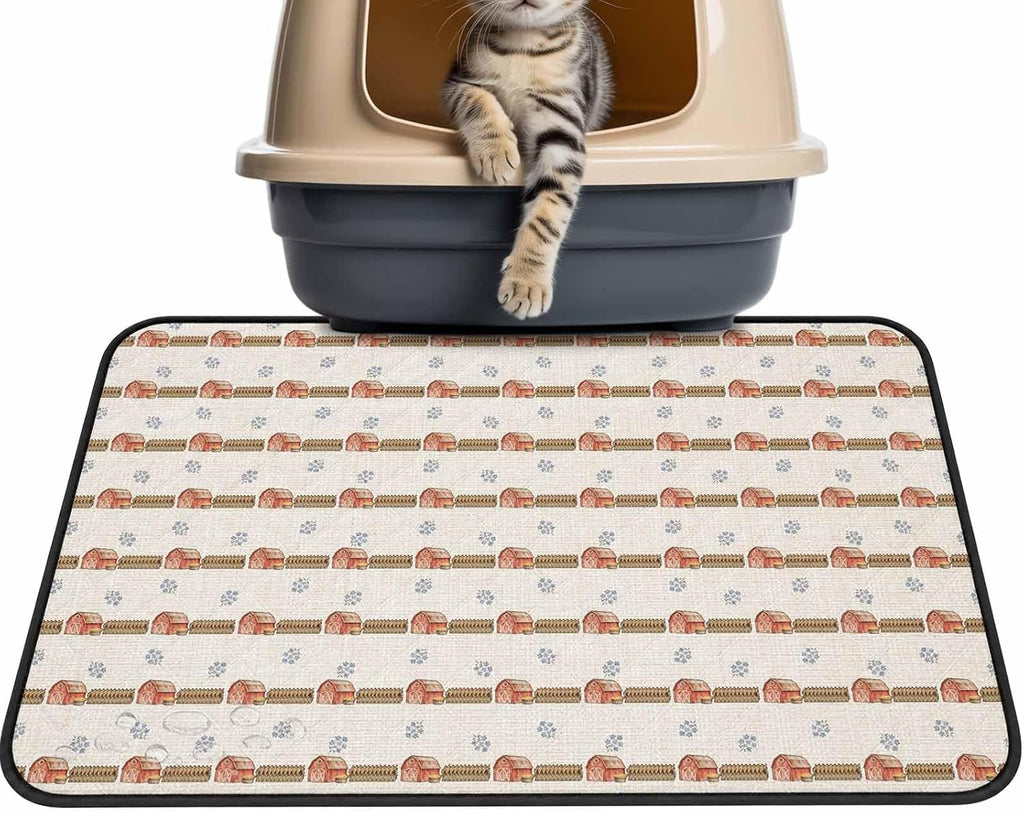 Autumn Farmhouse Barn Fence Washable Pee Pads for Dogs Cats,36"x24" Absorbent Waterproof Pet Training Mats Rustic Fall Retro Linen Non-Slip Reusable Puppy Pad for Crate Bed
