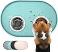 Dog Food Mat,1/2 Inch Raised Edges Cat Feeding Mat for Spill Containment,BPA-Free Silicone Pet Food Mats for Floor Waterproof,Rubber Dog Placemats for Food and Water Bowls(Turq,19"x12")