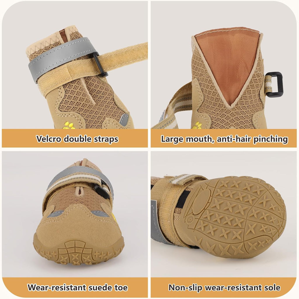 Dog Shoes for Large Medium Small Dog, Mesh Breathable Dog Shoes for Hot Pavement, Anti-Slip Dogs Boots Paw Protectors with Reflective for Outdoor Indoor Hardfloors