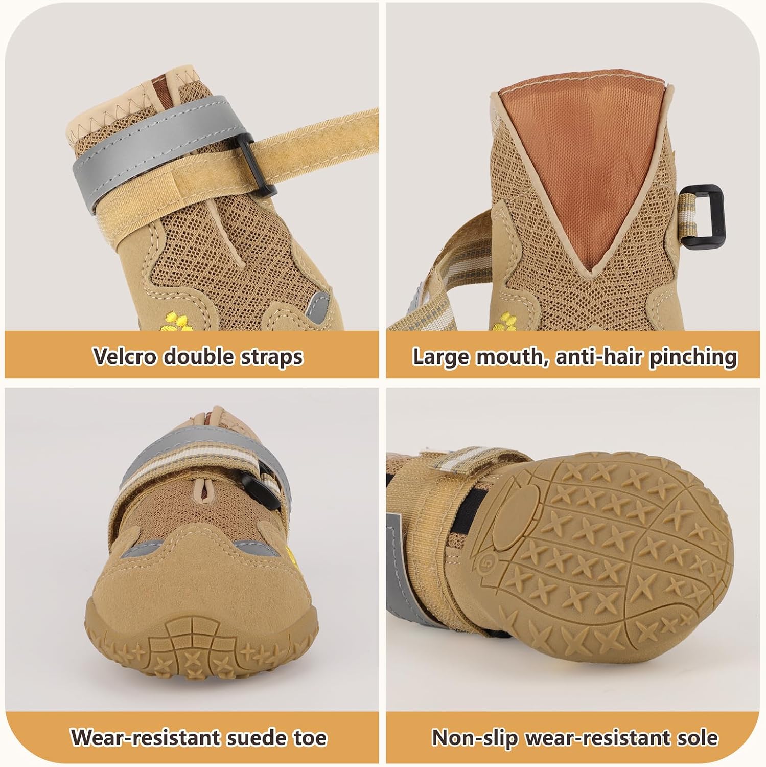 Dog Shoes for Large Medium Small Dog, Mesh Breathable Dog Shoes for Hot Pavement, Anti-Slip Dogs Boots Paw Protectors with Reflective for Outdoor Indoor Hardfloors
