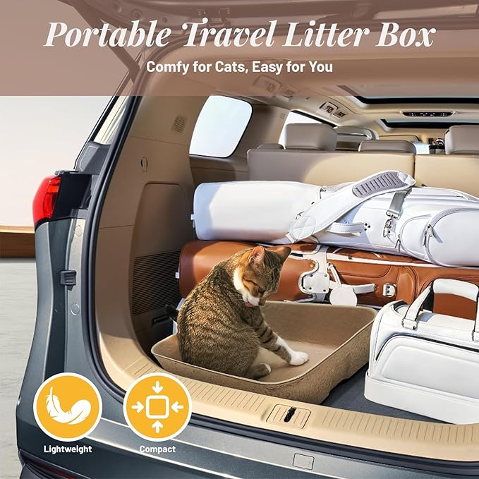 10 Pack Disposable Cat Litter Boxes, Durable Leak-Proof Cardboard Kitty Litter Trays for Temporary Use, Litter Box Liners & Travel, Ideal for Picky Cats