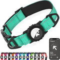 Joytale Airtag Dog Collar, Reflective Pet Collar with Waterproof AirTag Holder, Dual D-Rings, Soft Padded Adjustable for Extra Large Dogs, Teal, XL