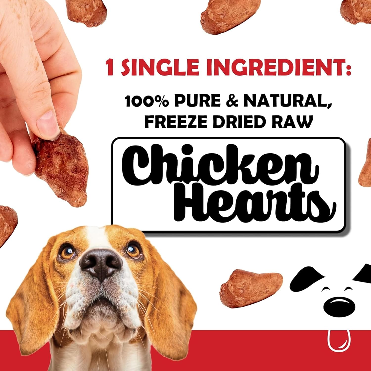Winni Treats Freeze Dried Chicken Hearts for Dogs - Single Ingredient, Preservative-Free, Premium Chicken Hearts, High in Protein for Strong Muscles, Low in Fat, Healthy Dog Treats (3.75 Ounces)