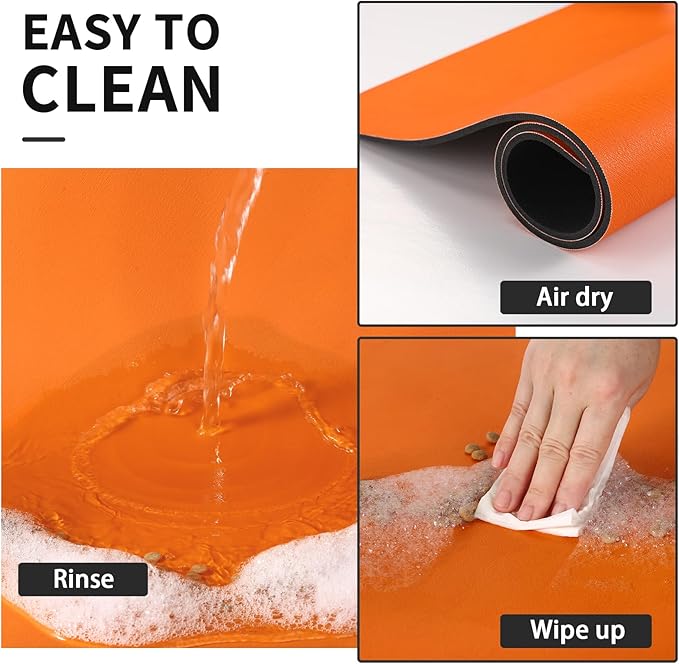 Dog Food Mat - Absorbent Cat Mat for Food and Water, No Stains Pet Feeding Bowl Mat, Easy to Clean Pet Placemats, Quick Dry Dog Water Dispenser Mat for Messy Drinkers | Orange 12"x 19"