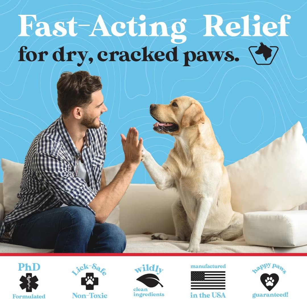 Maximum Strength Paw Balm for Dogs - All Weather Paw Protector for Snow, Sand, Pavement, Lawn Chemicals and More - Soothing Paw Balm with Easy Stick Application, 2.65oz Value Size