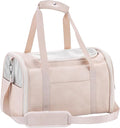 Fashion Leather Dog Carrier Cat Carrier Airline Approved Pet Carrier for Small Medium Dogs Cats Under 15Lbs, Collapsible Soft Sided Travel Puppy Carrier White