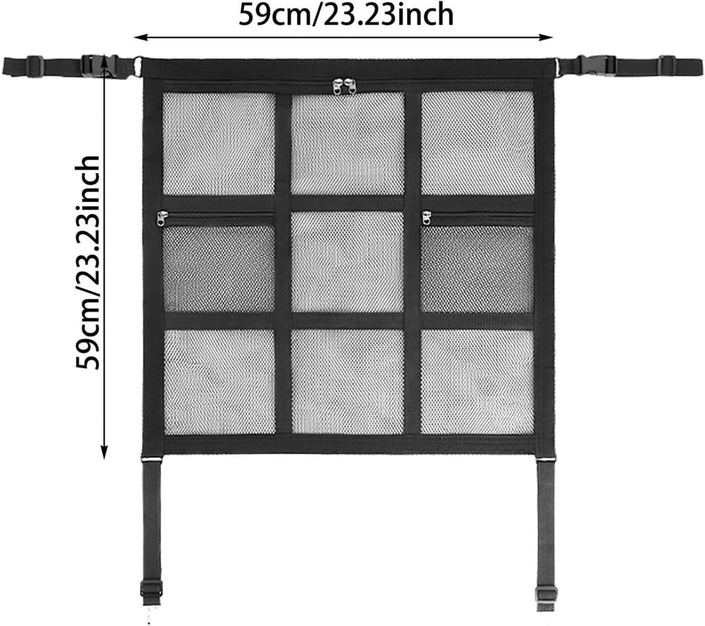 Dog Car Barrier 2026 Upgrade, Double Layer Mesh Dog Net for Car Divider with Storage Organizer, Universal Fit for SUVs, Sedans & Trucks, Easy to Install & Breathable Vehicle Travel Fence, no Storage