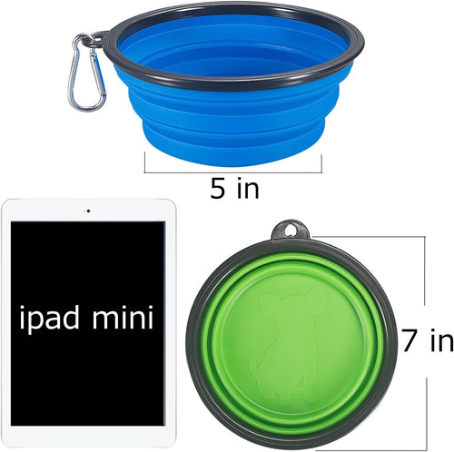 2-Pack Extra Large Size Collapsible Dog Bowl, Foldable Bowls for Dog | Expandable Cup Dish for Pet Cat Food Water Feeding Portable Travel Bowl Blue and Green