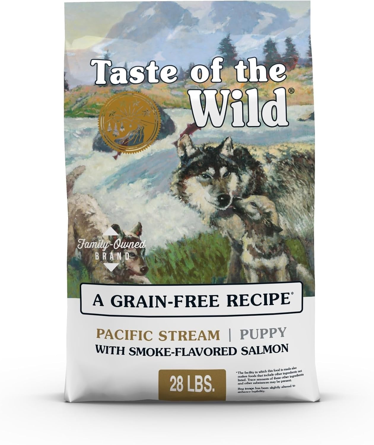 Taste of the Wild Pacific Stream Puppy Dry Dog Food, Salmon, 28lb | Puppy, Adult & Senior Dogs | Grain Free Recipe* | Nutrient Dense to Help Support Peak Health | Guaranteed DHA & Probiotics