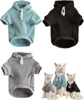 QWINEE Basic Dog Hoodie Sweatshirt Puppy Sweater Warm Cat Costumes Pet Clothes for Chihuahua Puppy Kitten Small Medium Dogs Black Green and Grey X-Small