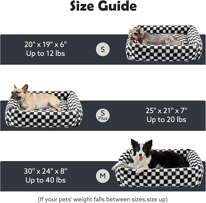 JOEJOY Dog Bed Medium Size Dog, Rectangle Washable Orthopedic Corduroy Fleece Pet Bed with Removable Zipper Cover, Cute Soft Calming Puppy Bed with Non Skid Bottom
