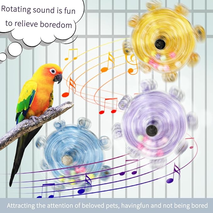 Parakeet Toys, Small Parrot Rotating Interactive Training Toy, Parakeet Cage Accessories, Budgie Toys, Cockatiel Toys, Lorikeets Toy, Love Bird Toys,Conure Toys,Bird Toys for Parrots (Yellow)