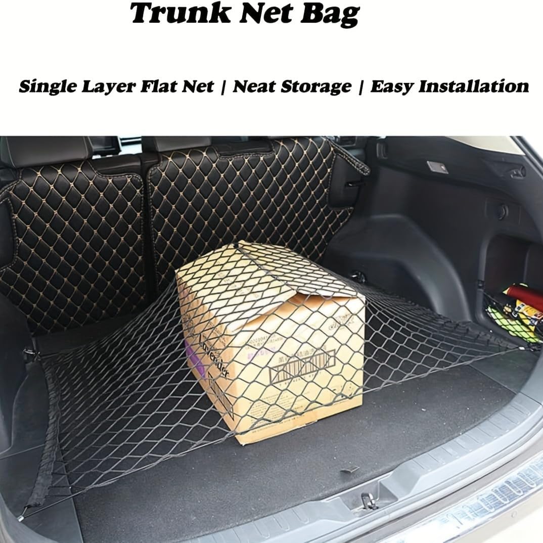 Heavy Duty Nylon Car Pet Barrier, Adjustable Dog Safety Mesh Guard for SUV, Sedans & Trucks, Breathable See-Through Net with Secure Straps, Easy Install Vehicle Divider for Pets & Cargo