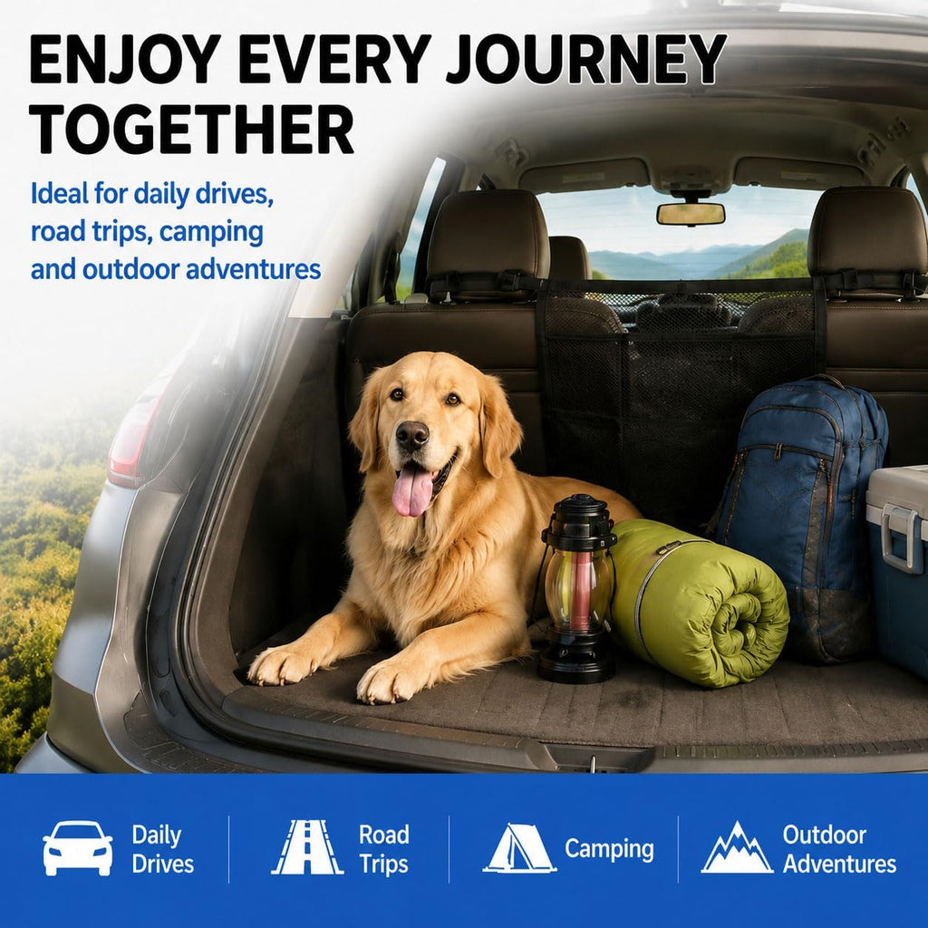 Dog Car Barrier for Ford Expedition 2000-2026, Adjustable Mesh Pet Divider with Dual Adjustable Straps, SUV Truck Dog Guard for Travel Camping Daily Adventures