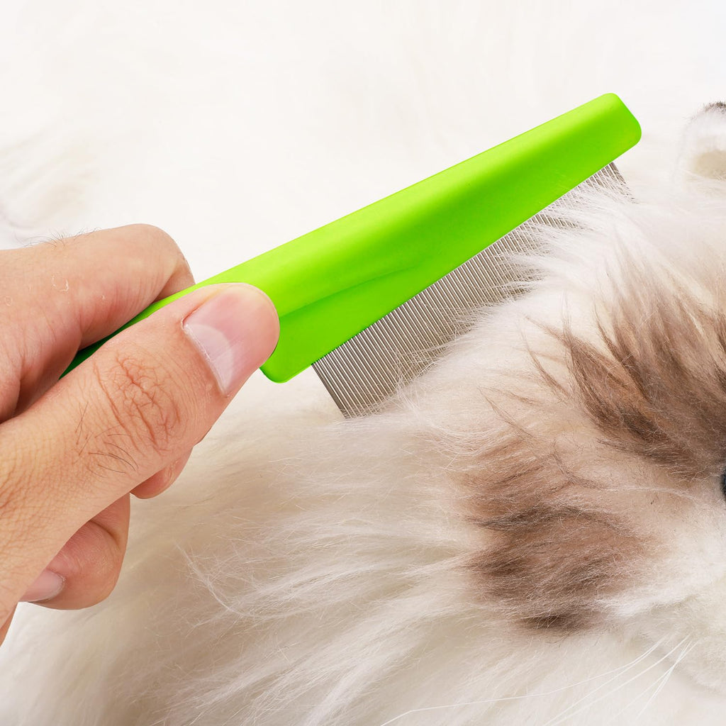 2 in 1 Multifunctional Pet Grooming Comb - Flea and Tear Stain Removal for Dogs and Cats, Dehairing for Face and Paws (Green)