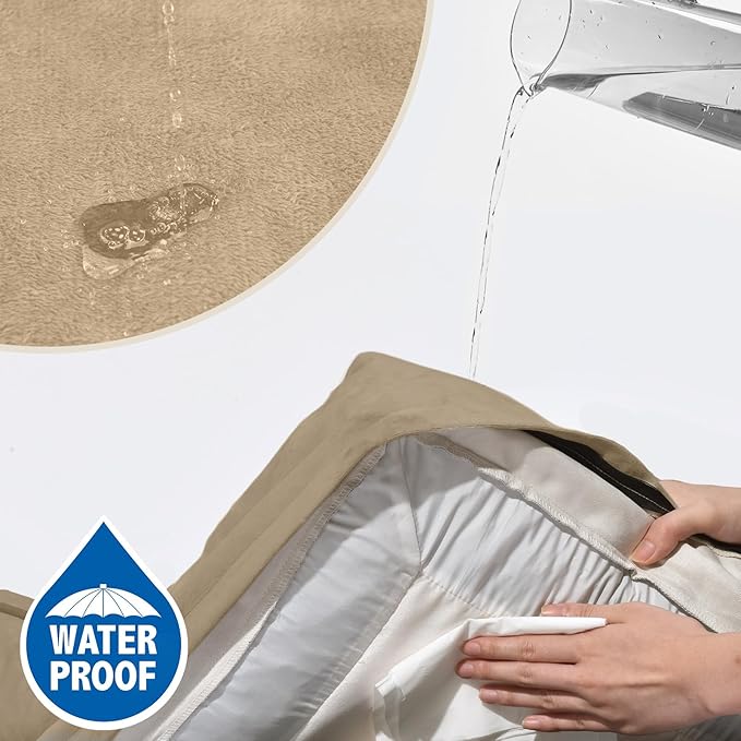 Comfort Expression Orthopedic Dog Bed for Extra Large Dogs 48x30 Inch, Waterproof Egg Crate Foam XXL Pet Bed with Removable Bolsters, Dog Couch with Washable Cover & Non-Slip Bottom, Light Brown