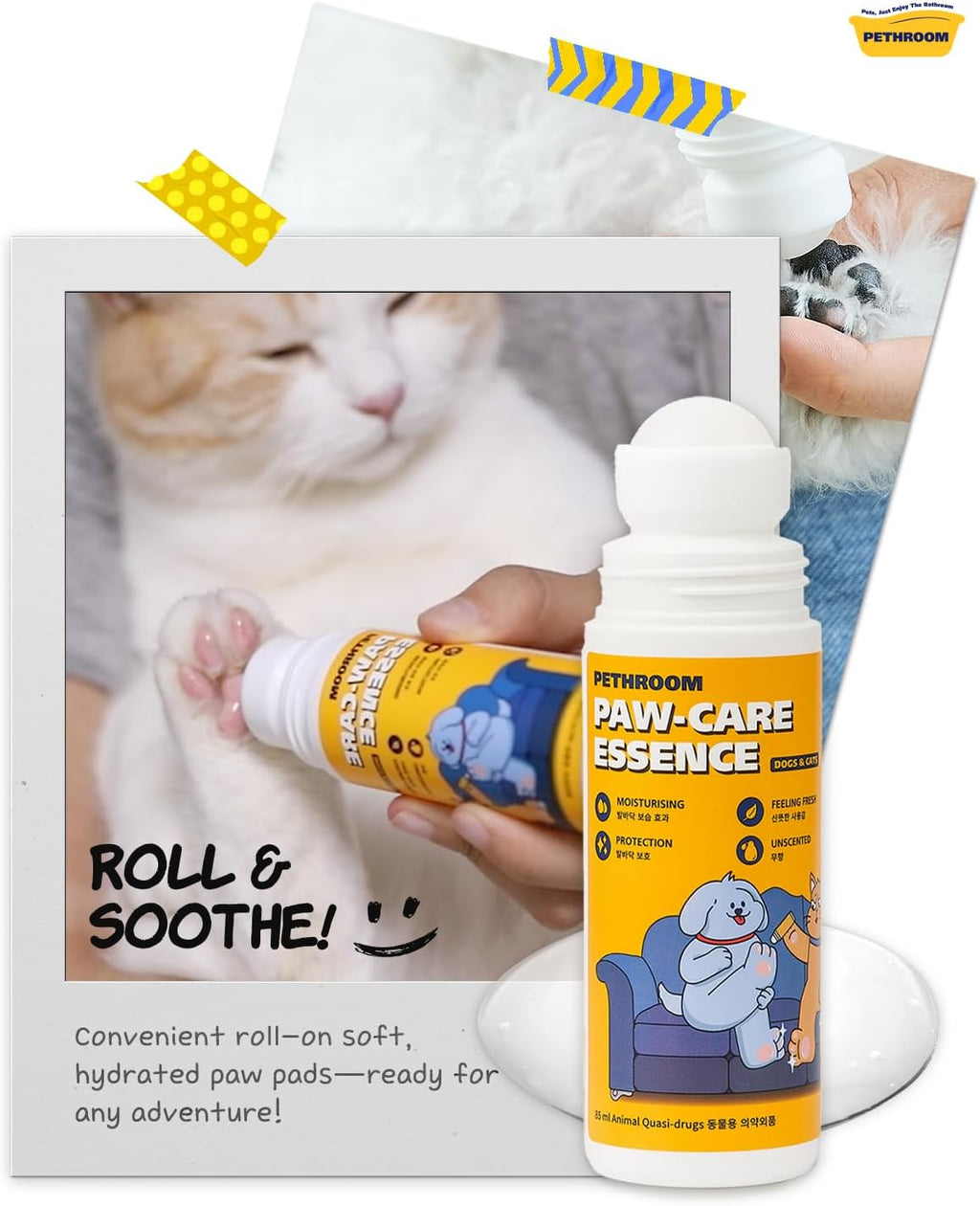 Roll-On Paw Balm for Dogs & Cats, Moisturizing Paw Protector