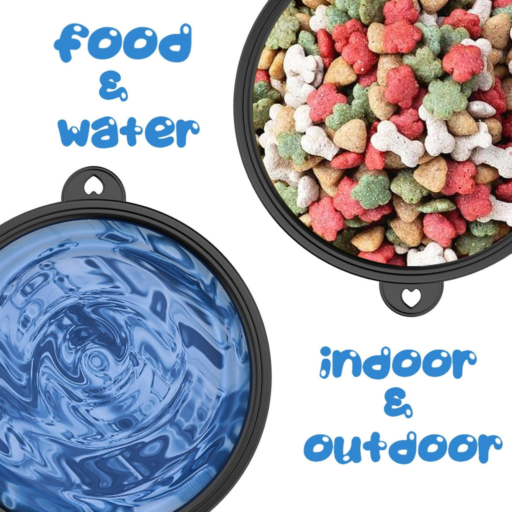 2 Pack Collapsible Dog Bowl Travel Portable Pet Bowls [20oz,600ml],Expandable Foldable Food Water Feeding Dishes for Traveling Hiking Walking,with Carabiners [Green,Blue]