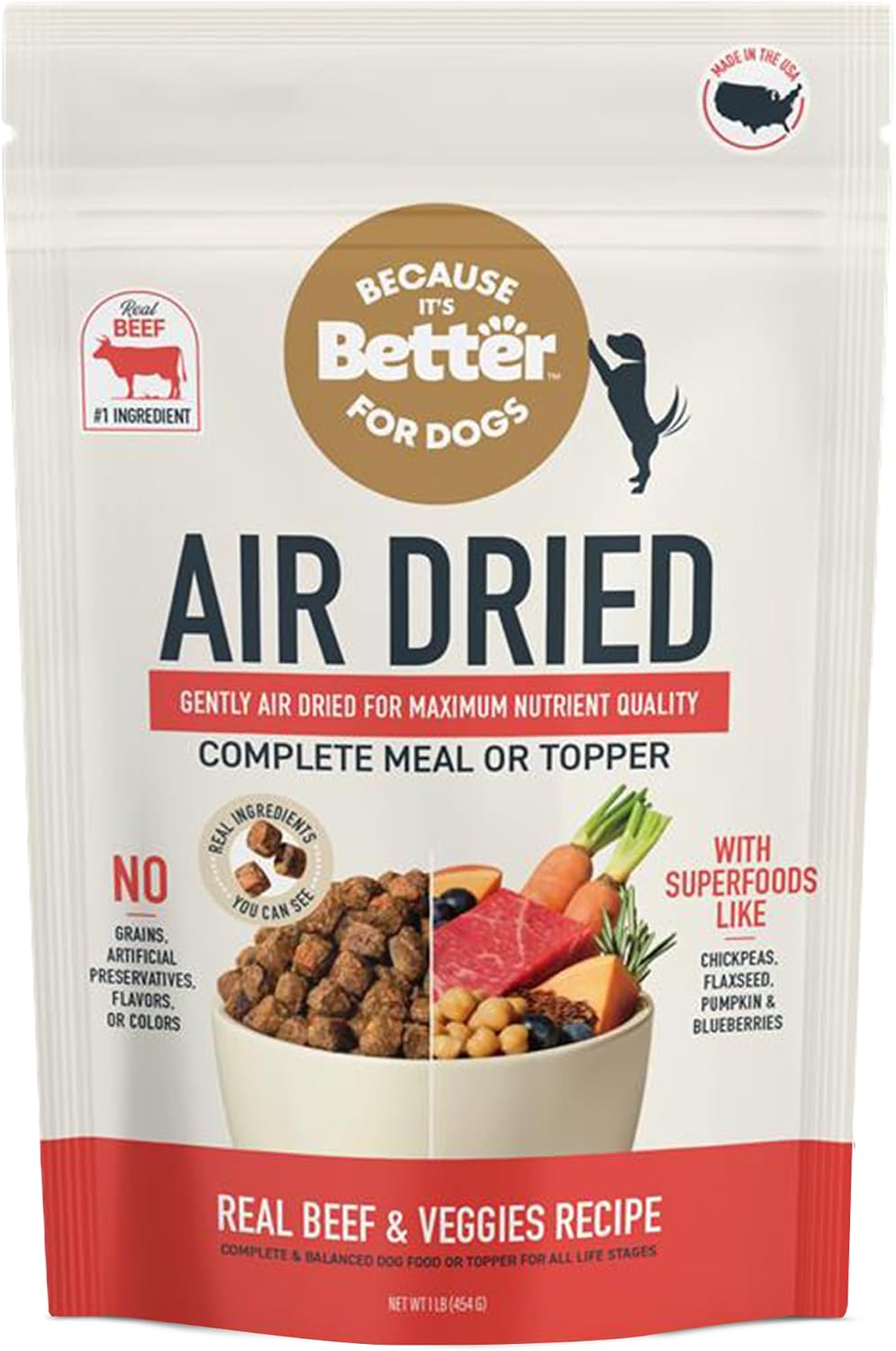 Because it's Better, Dog Food Semi Moist Prime Beef, 16 Ounce | Slow-baked and air-dried with real meat and veggies - a complete, balanced meal for all life stages