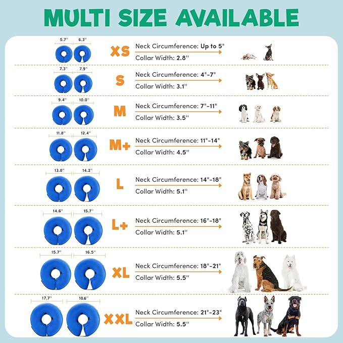 BENCMATE Inflatable Dog Cone Collar Alternative, Soft Dog Cone for Small Medium Large Dogs and Cats, Neck Recovery ECollar Donut Collar After Surgery (Large, Plaid)