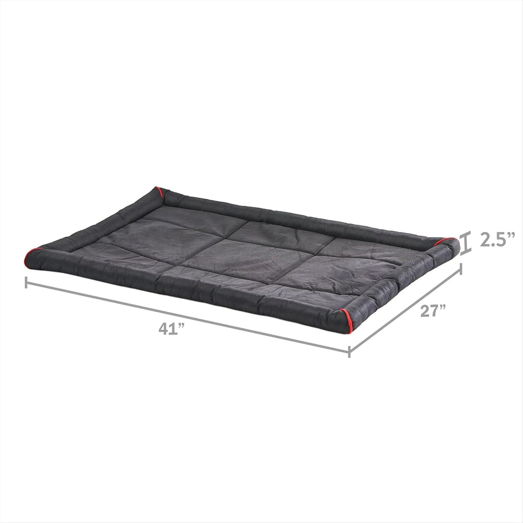 41"×27" Black Water Resistant Bolster Dog Crate Mat for 42 Inch Crate | Heavy Duty, Wipe Clean, Large Dogs, Portable Pet Cushion, Carrier Travel