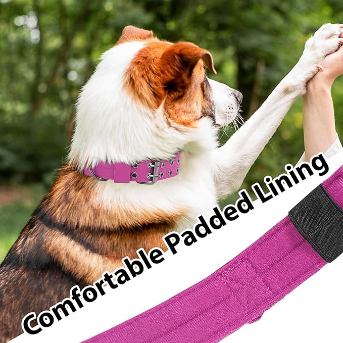 Tactical Dog Collar with Handle, Military Adjustable Heavy Duty Metal Buckle Dog Collars Soft Nylon Training Collar for Medium Large Dogs (Pink, X-Large)
