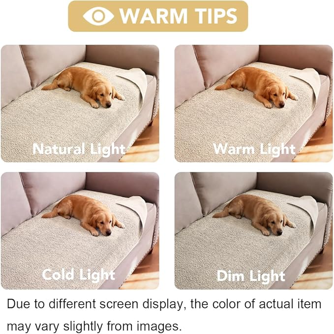 H.VERSAILTEX Non Slip Pet Couch Cover Chenille Dog Bed Protector Thick Soft Sofa Slipcover Pet Friendly Washable Couch Cushion Covers for Pets (30" x 53", Ivory)