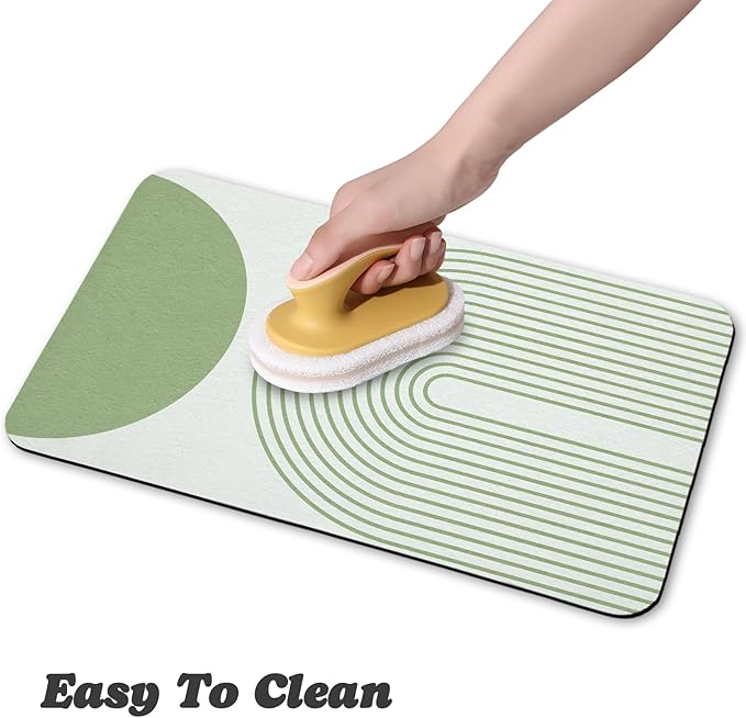 Dog Food Mats for Floors Waterproof, Cat Water Bowl Mats Pet Feeding Absorbent Mat Placemats for Food and Water Green Bohemia 17 * 30 inch