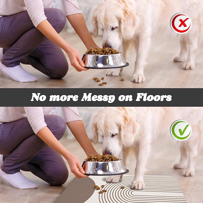 Dog Food Mats for Floors Waterproof, Cat Water Bowl Mats Pet Feeding Absorbent Mat Placemats for Food and Water Brown Bohemia 24 * 32 inch