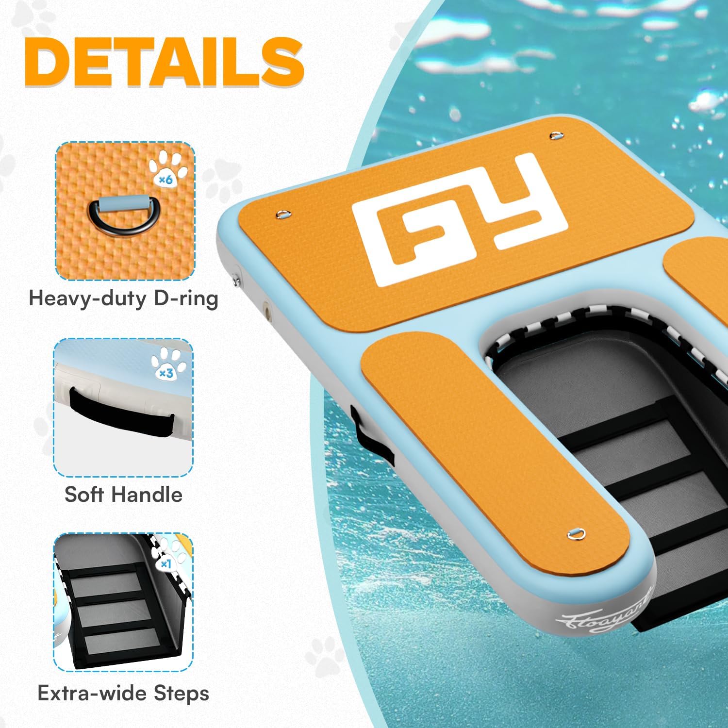 60×40" Dog Pool Ramp,Up to 230Lbs,Dog Ladder in Water for Boat/Pool | Fit Most Dog Size, 98% Area EVA Covered, Claw-Friendly&Stable, Pool Ramp For Dog, Quick Inflate&Travel-Friendly—With Full Kit