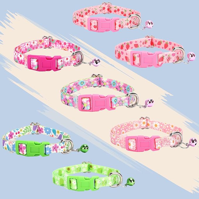 Small Dog Collar with Bell - Durable Nylon Collar for Small Breeds,Adjustable Cute Fruit Pattern Collar for Chihuahua Pomeranian Yorkie, Heavy-Duty for Active Puppies（Cherry S）