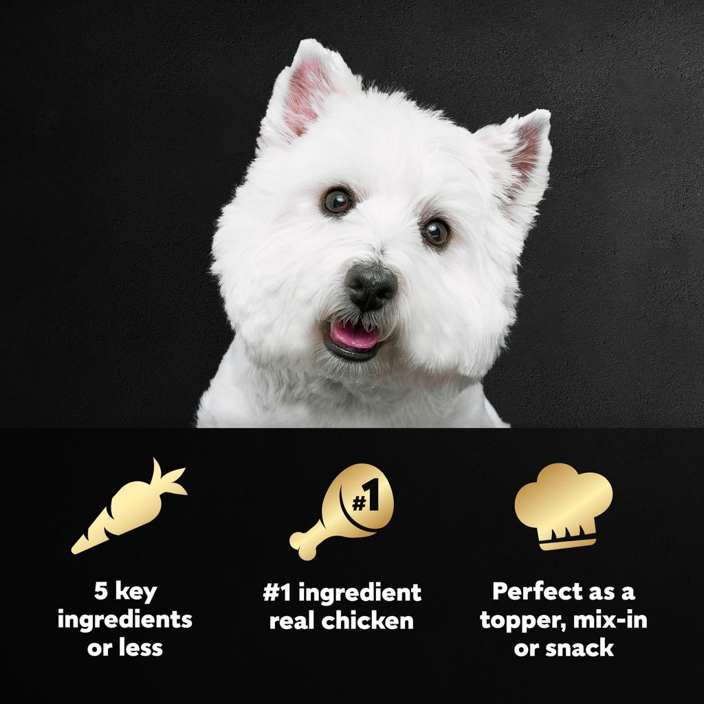 Cesar Simply Crafted Dog Food Topper, Chicken Pack, 1.3 oz, 8 Count, 2-Pack | Real chicken #1 ingredient, 5 key ingredients or less, slow-cooked, mix with food or serve alone, mess-free single-serve tubs