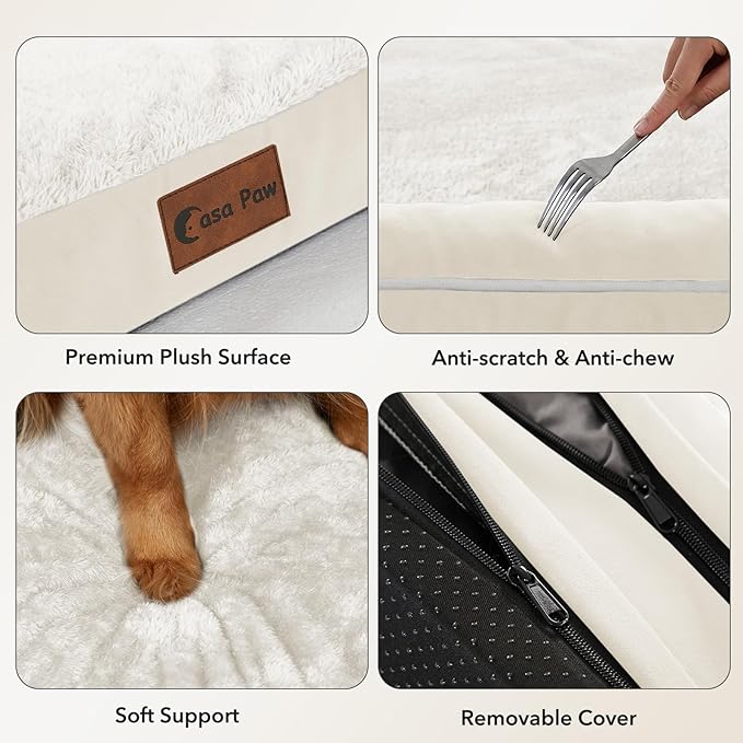 Orthopedic XXL Dog Beds, Waterproof Egg Crate Foam Big Pet Bed for All Breed Sized Dogs 53x42Inch, Washable Extra Large Dog Couch Bed with Removable Cover and Non-Slip Bottom, Beige