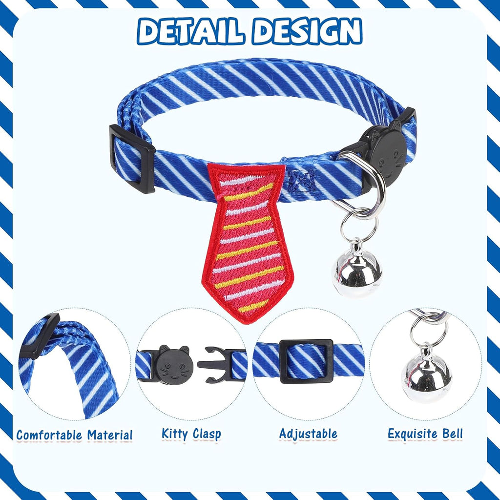 PUPTECK Cat Collar Breakaway with Bells, Adjustable Kitten Collar Outfit | for Girl Boy Small Pet Puppy Bunny, Cute Costume Accessory with Safety Release Buckle (Sticker-Gentlemen)